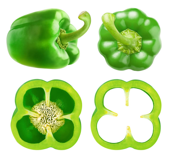 Vihreä paprikat kokoelma eristetty valkoisella taustalla - Valokuva, kuva