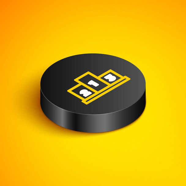Isometric line Award over sports winner podium icon isolated on yellow background. Black circle button. Vector - Vector, Image