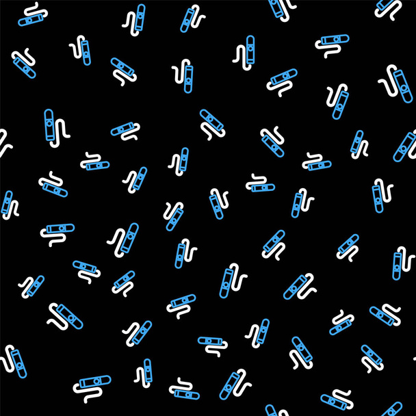 Line Cigar icon isolated seamless pattern on black background.  Vector - Vettoriali, immagini