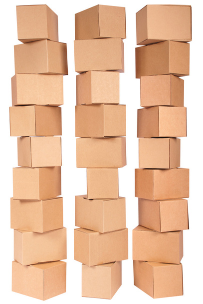 Tres cajas de cartón apiladas
 - Foto, imagen