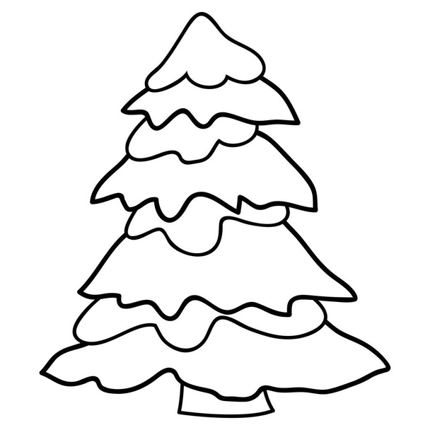 A Christmas fir tree image for relaxing.Line art style illustration for print. Poster design. - Vector, Image