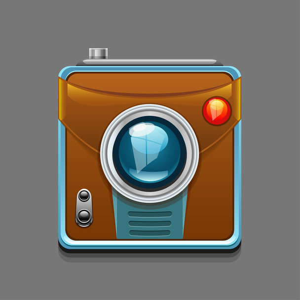 Vector illustration of  camera icon isolated on grey background - Vektor, kép