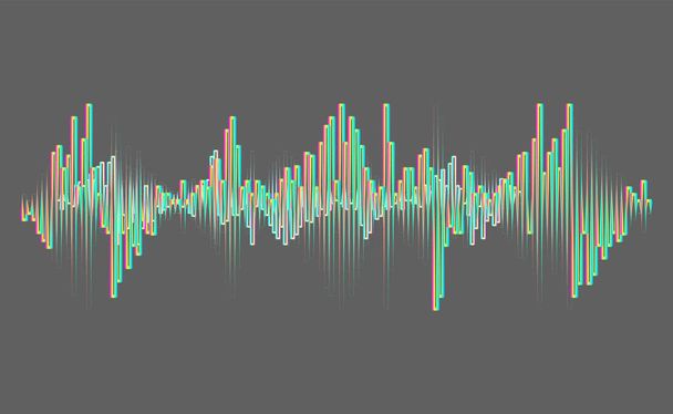 Modern neon muziek wave logo. Digitaal audio concept. Gestileerde golflijnen elementen. Kleurrijke puls equalizer. Jpeg - Foto, afbeelding