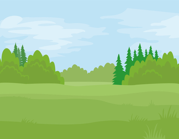 2D color Landscape with tree - Vector, Image