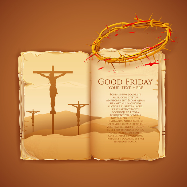 Jesus Christ on cross on Good Friday Bible - Vector, Image