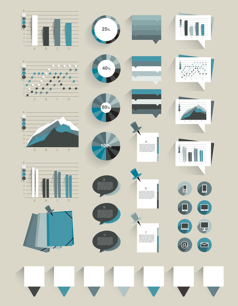 Collection of infographics elements. Flat design. - Vector, Image