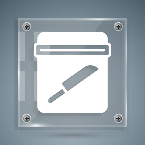 White Evidence bag with knife icon isolated on grey background. Square glass panels. Vector. - Vector, Image