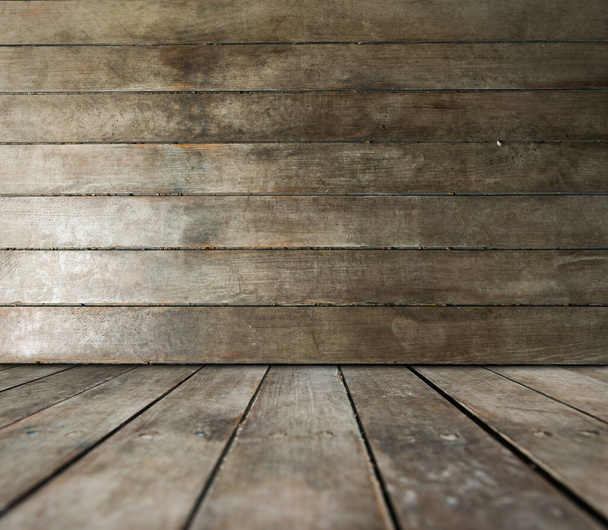 vintage brown wood planks on floor and wall  - Фото, изображение