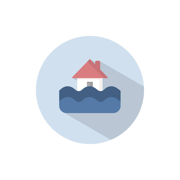 Flood. Flat icon on a circle. Weather vector illustration - Vector, Image