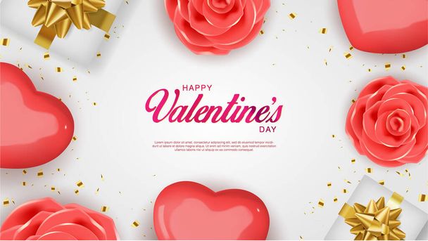 Realistischer Valentinstag. Romantischer Premium Vector Hintergrund  - Vektor, Bild