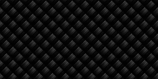 Dunkelschwarzes geometrisches Gitter Kohlefaser Hintergrund Moderne dunkle abstrakte nahtlose Textur - Foto, Bild