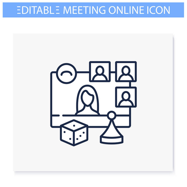 Online board game night line icon. Editable  - Vector, Image