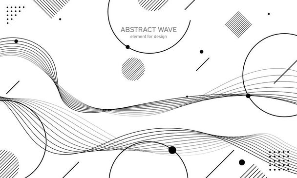Abstrakti aalto elementti suunnitteluun. Digitaalinen taajuuskorjain. Tyylitelty linja taiteen tausta. Vektorikuvitus. Aalto viivoilla luotu sekoitustyökalulla. Kaareva aaltoileva viiva, sileä raita - Vektori, kuva