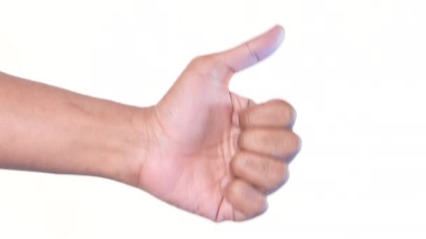 рука человека, показывающая большой палец вверх на белом фоне  - Кадры, видео