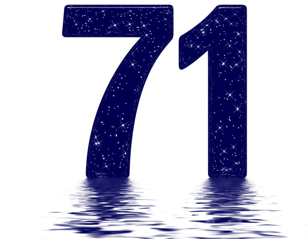 71番、 71番、星の空のテクスチャの模倣は、水面に反射し、白、 3Dレンダリングに分離 - 写真・画像