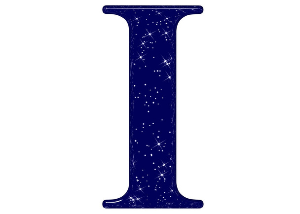 Numero romano 1, uno, imitazione della texture del cielo stellato, isolato su sfondo bianco, rendering 3d - Foto, immagini