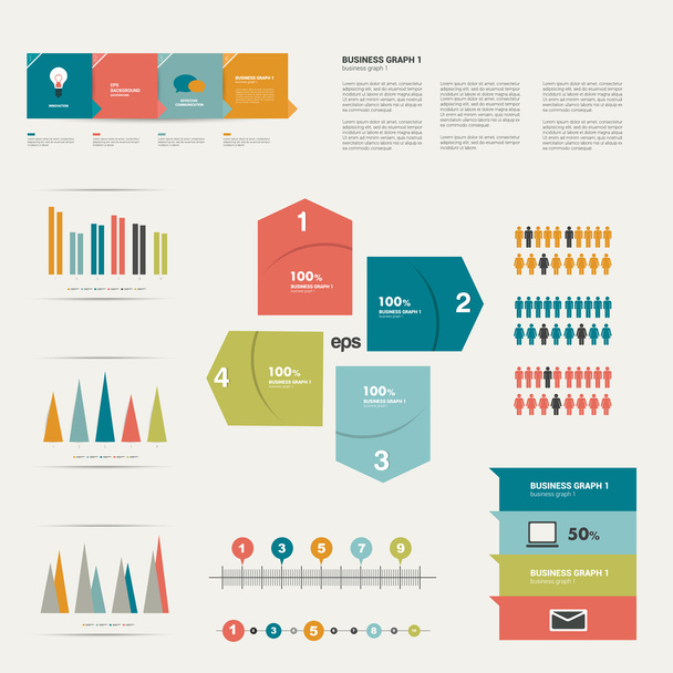 Collection of flat infographics elements. - Vetor, Imagem