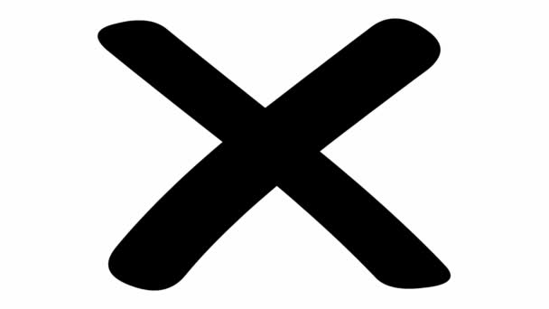 アニメーションの黒い十字が表示されます。禁止の概念。白い背景に隔離されたフラットベクトルイラスト. - 映像、動画