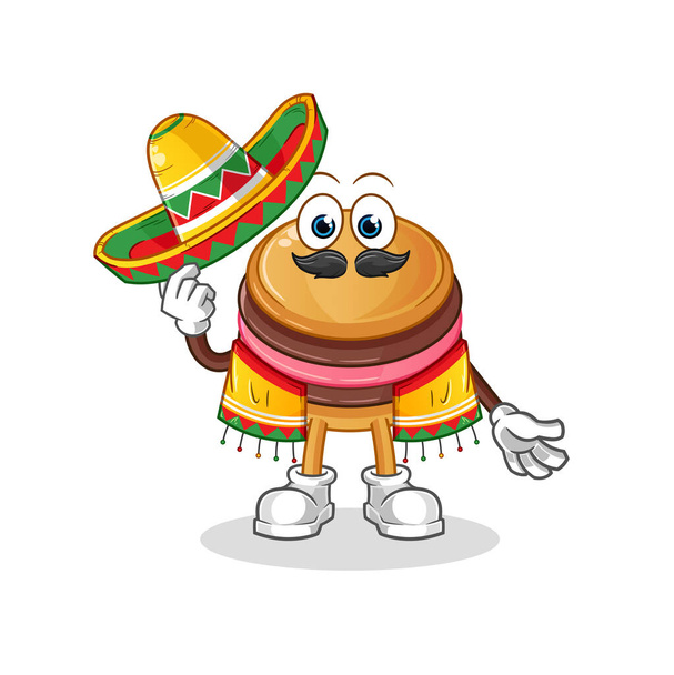 macaron Cultura e bandiera messicana. vettore della mascotte del fumetto - Vettoriali, immagini