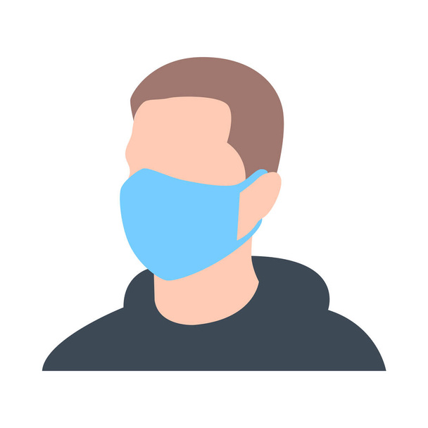 Mann in medizinischer Schutzmaske gegen Viren. Sich vor einer pandemischen Epidemie schützen.. - Vektor, Bild