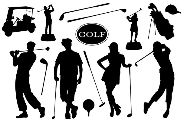 Golfsiluetit
 - Vektori, kuva