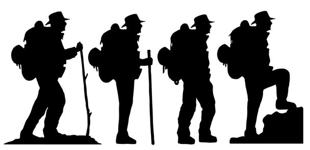 Hiker2 silhouettes - Vector, Image