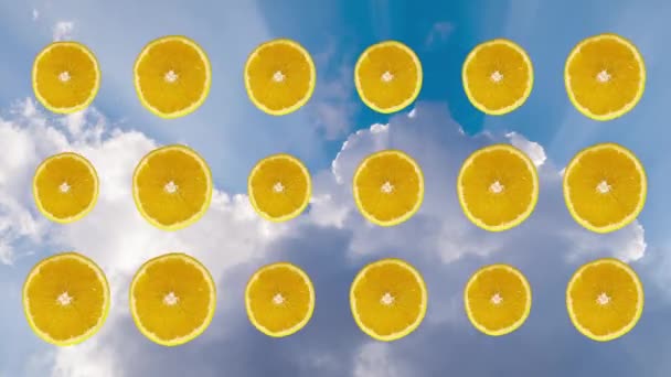 Oranges animated against a cloudy sky - Footage, Video