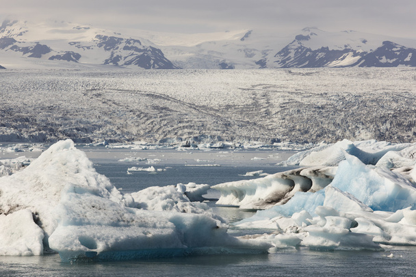 Iceland. Southeast area. Jokulsarlon. Icebergs, lake and glacier - Photo, Image