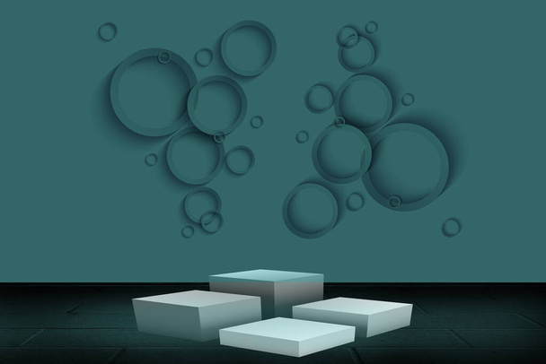 абстрактный фон с голубыми и белыми кубиками 3D рендеринга - Фото, изображение