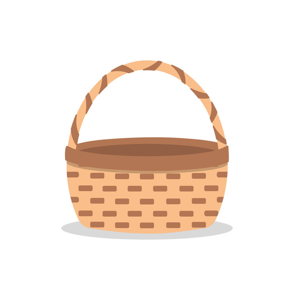 Empty basket isolated on white background. Wicker picnic basket. Stock vector illustration - Vector, Image