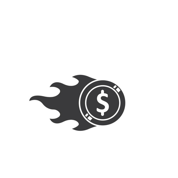 burning golden coin money  icon vector illustration design - Vector, Image