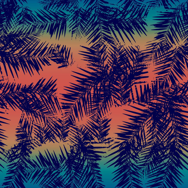 Tropisch blauw blad op ombre zonsondergang gradiënt - Foto, afbeelding