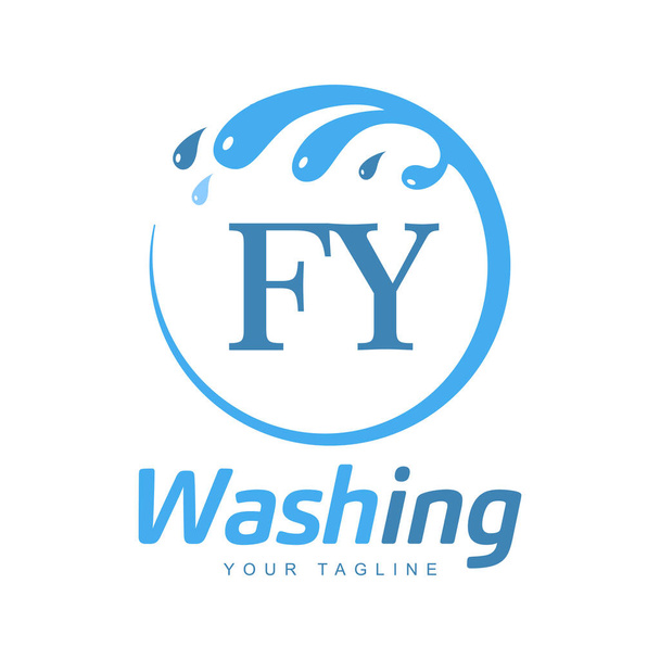 FY Letter suunnittelu pesu logo. Moderni kirjain logo suunnittelu vesi aalto kuvake - Vektori, kuva