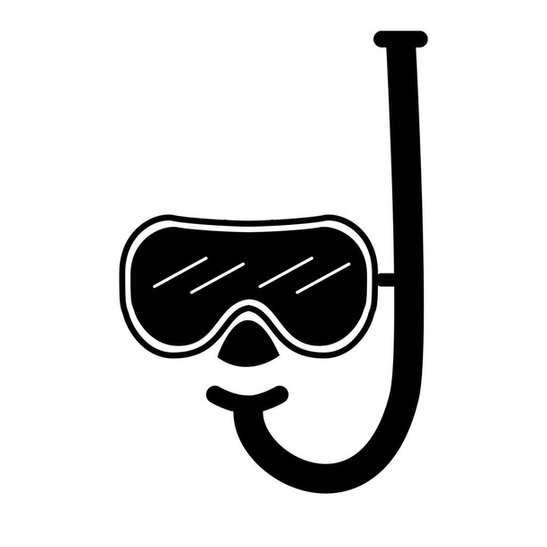 Tauchermaske und Schnorchel-Symbol auf weißem Hintergrund. Maske und Schlauch für Tauchzeichen. Unterwassersportkonzept. flachen Stil. Tauchermaske. - Vektor, Bild