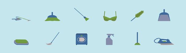 set of french maid tools cartoon icon design template with various models. modern vector illustration isolated on blue background - Vector, Image