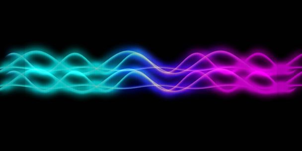 Linia dźwiękowa fala wielokolorowa muzyka abstrakcyjne tło. Neonowe światło zakrzywione kolorowym wzorem graficznym. - Zdjęcie, obraz