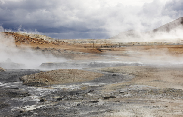 Iceland. Krafla. Active volcanic zone. Geothermical vents. - Φωτογραφία, εικόνα