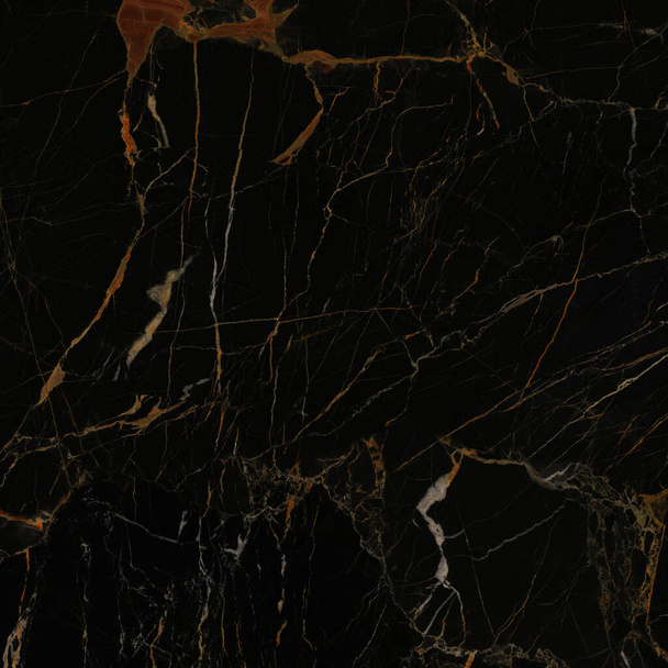 black color polished surface with brown natural veins original marble design texture  - Foto, Bild