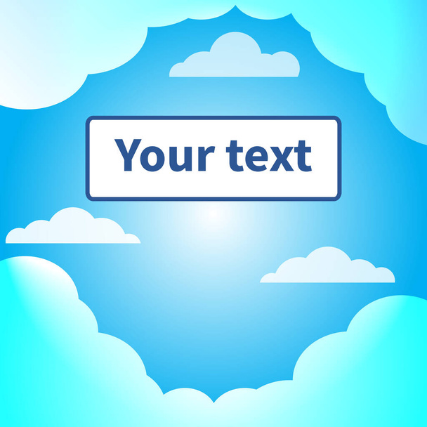 Clouds and blue sky. Banner for text. Blue sky background with clouds border. Stylish idea for poster, flyer, postcard, web, banner, cover. Template for design. Vector illustration Eps10 Copyspace - Διάνυσμα, εικόνα