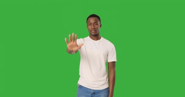 Hombre gesto parada con palma de la mano - Metraje, vídeo