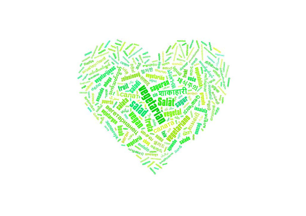 szív alakú illusztráció készült vegetáriánus szó betűk - Fotó, kép