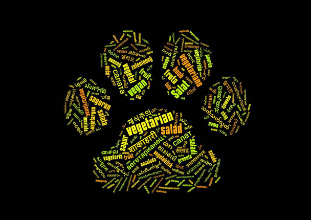 mancsalakú illusztráció vegetáriánus betűkből - Fotó, kép