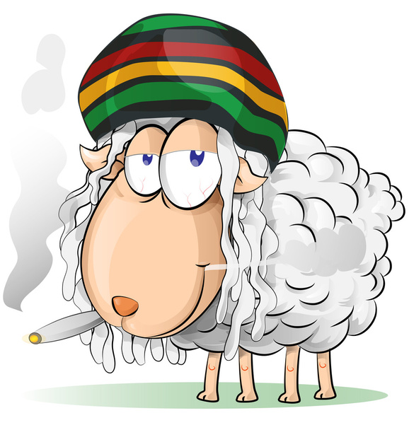 τρελό Τζαμάικας πρόβατα κινουμένων σχεδίων - Διάνυσμα, εικόνα