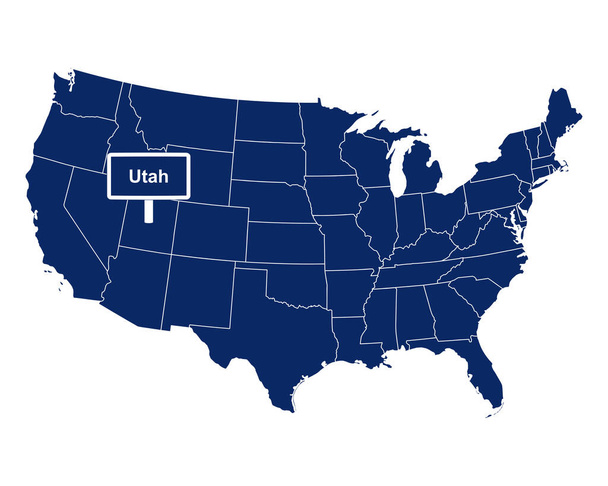 Der Bundesstaat Utah mit einem Straßenschild - Vektor, Bild