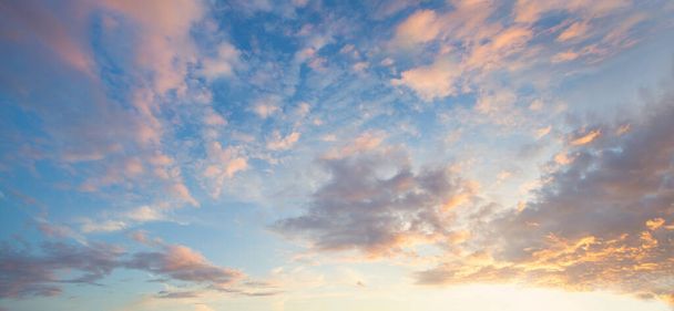 Sky with colorful clouds panorama, beautiful landscape skyline background - Photo, Image