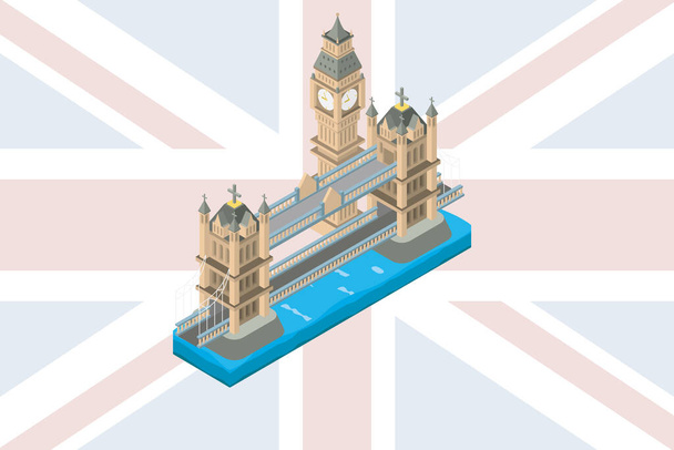 lugar famoso isométrico en el puente de la torre de Londres, ilustración del vector - Vector, Imagen
