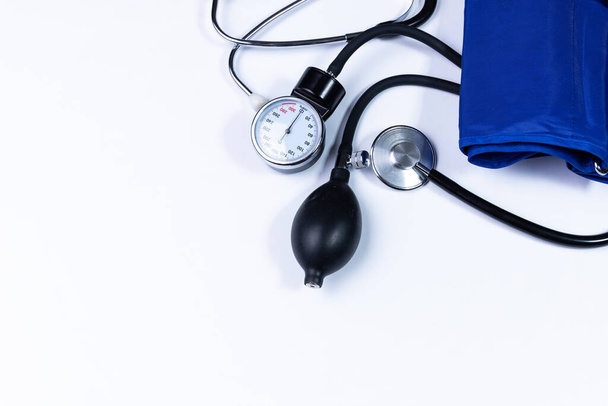 Blood pressure monitor. Medical sphygmomanometer for blood pressure control isolated on white - Fotó, kép