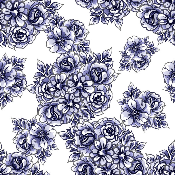 Abstract seamless vector pattern with flowers - Διάνυσμα, εικόνα