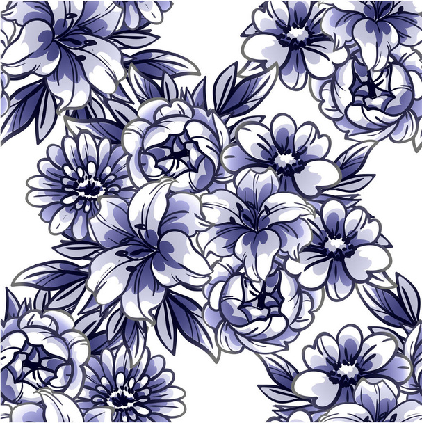 Abstract seamless vector pattern with flowers - Vektor, Bild