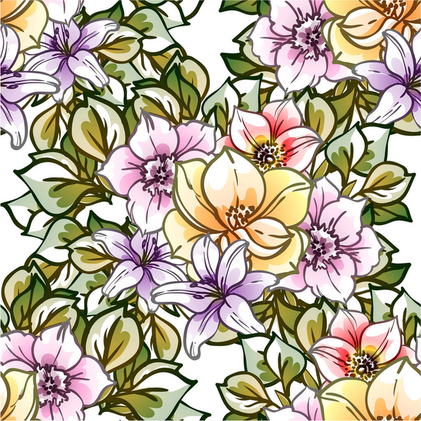 Abstract seamless vector pattern with flowers - Vektor, obrázek